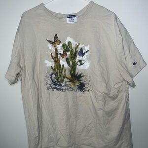 Champion Beige T-Shirt with Graphic Design